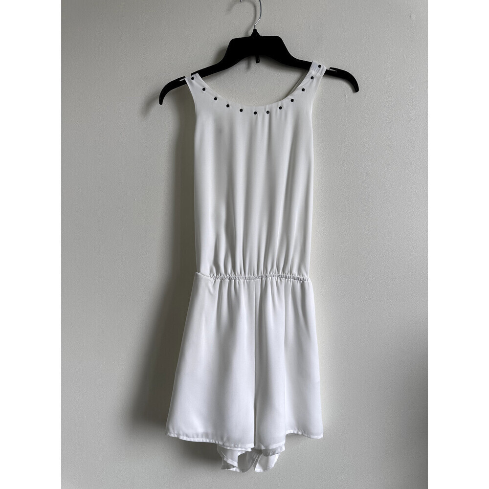 Naked Zebra Women's Studded Tie Back Romper In Off White Size L